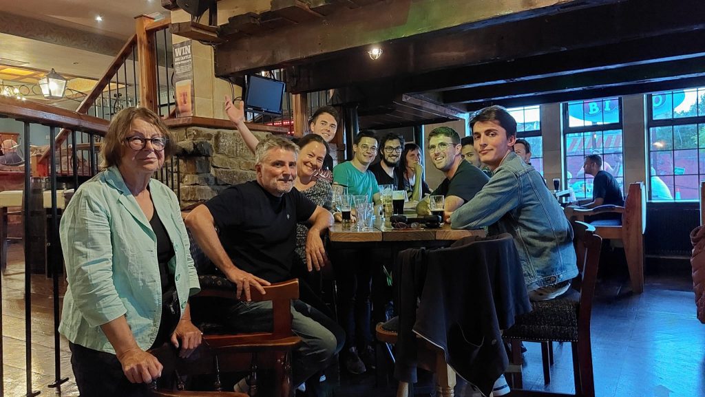 Adult students in a local pub